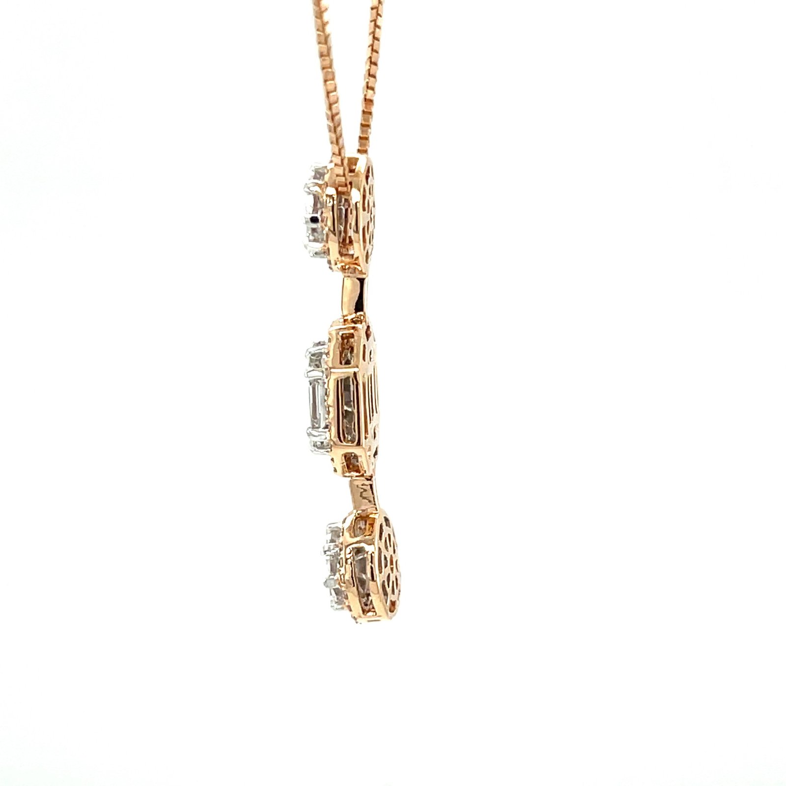 Elegant Three-Tiered Diamond Pendant in Rose Gold